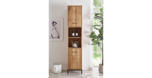 HOCHSCHRANK 40/190/35 cm  - Wildeiche/Schwarz, Basics, Holz/Metall (40/190/35cm) - Linea Natura