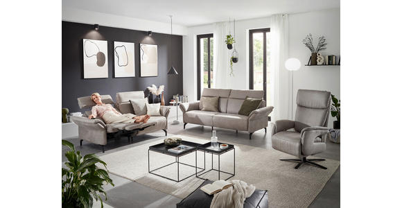 2-SITZER-SOFA in Lederlook Hellgrau - Hellgrau/Schwarz, KONVENTIONELL, Textil/Metall (216/103/92cm) - Dieter Knoll