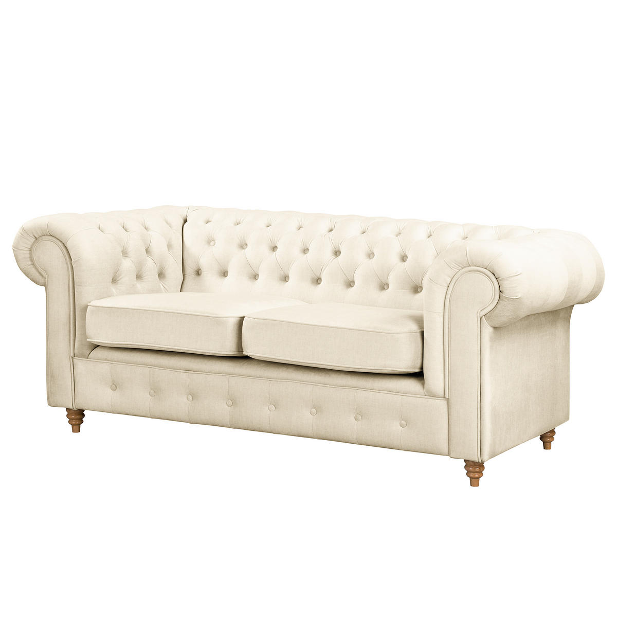 2-SITZER-SOFA Laura in Mikrofaser Creme  - Creme/Braun, Design, Holz/Textil (190/75/91cm) - P & B