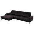 ECKSOFA in Echtleder Dunkelbraun  - Dunkelbraun/Schwarz, Design, Leder/Metall (193/328cm) - Dieter Knoll