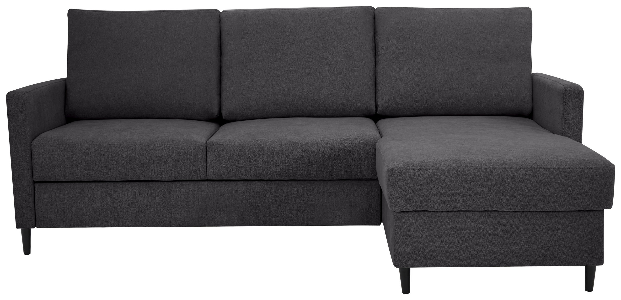 ECKSOFA Anthrazit Chenille  - Anthrazit/Schwarz, KONVENTIONELL, Holz/Textil (159/221cm) - Carryhome