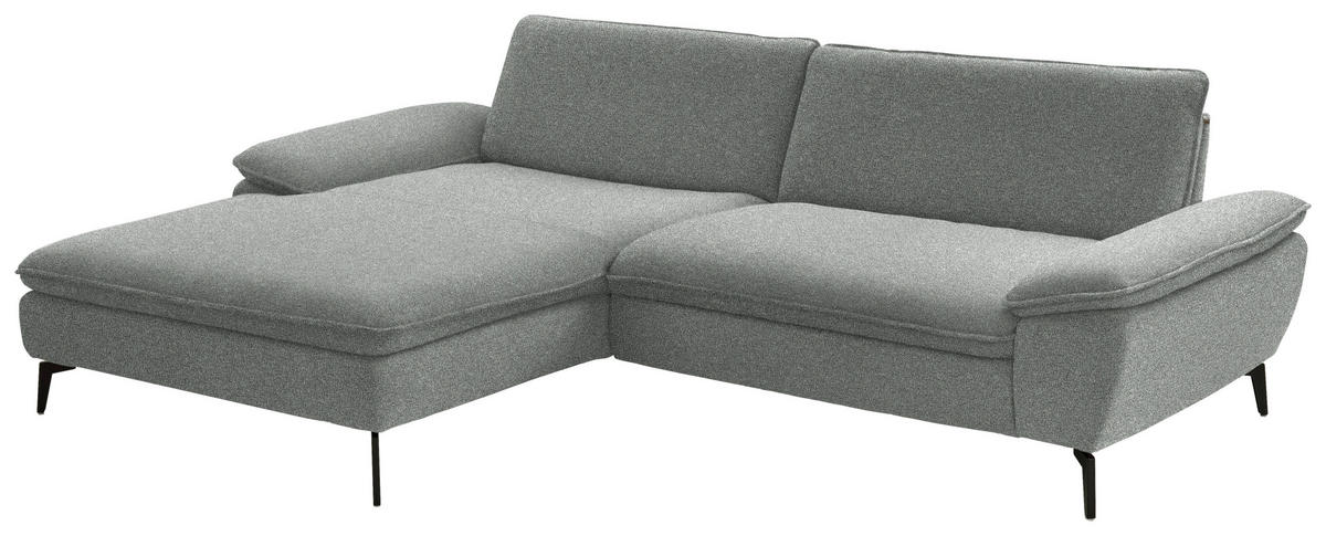 ECKSOFA in Webstoff Grau  - Schwarz/Grau, Design, Textil/Metall (197/295cm) - Valdera