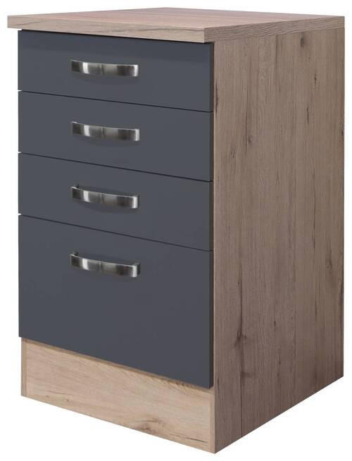 SCHUBKASTENUNTERSCHRANK 50/85/60 cm in Edelstahlfarben, Dunkelgrau, Eiche San Remo - Edelstahlfarben/Dunkelgrau, MODERN, Holzwerkstoff/Metall (50/85/60cm) - FlexWell