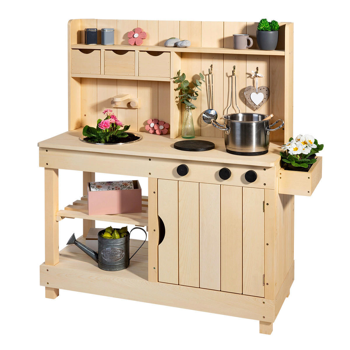 MATSCHKÜCHE EXPLORER Metall, Holz Naturfarben  - Naturfarben, Basics, Holz/Metall (102/40/105cm) - MUDDY BUDDY