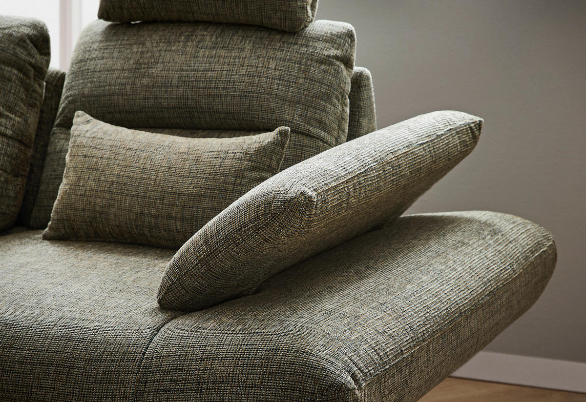 ECKSOFA in Chenille Olivgrün  - Schwarz/Olivgrün, Design, Textil/Metall (213/286cm) - Welnova