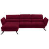 ECKSOFA in Velours Rot  - Rot/Schwarz, Design, Textil/Metall (153/283cm) - Valdera