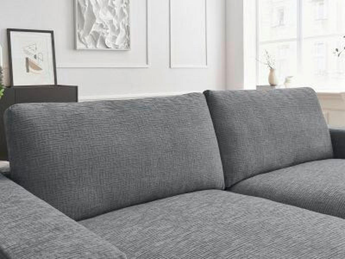 BIGSOFA LEONARD Struktur Dunkelgrau  - Dunkelgrau/Schwarz, MODERN, Kunststoff/Textil (274/77/159cm)