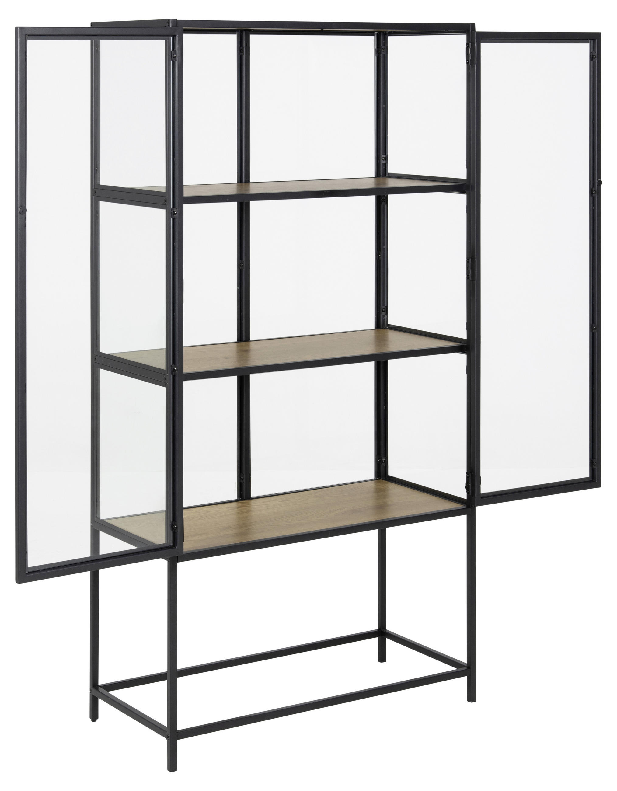 VITRINSKÅP i svart, ekfärgad, transparent  - svart/transparent, Modern, metall/glas (77/150/35cm) - Best Price