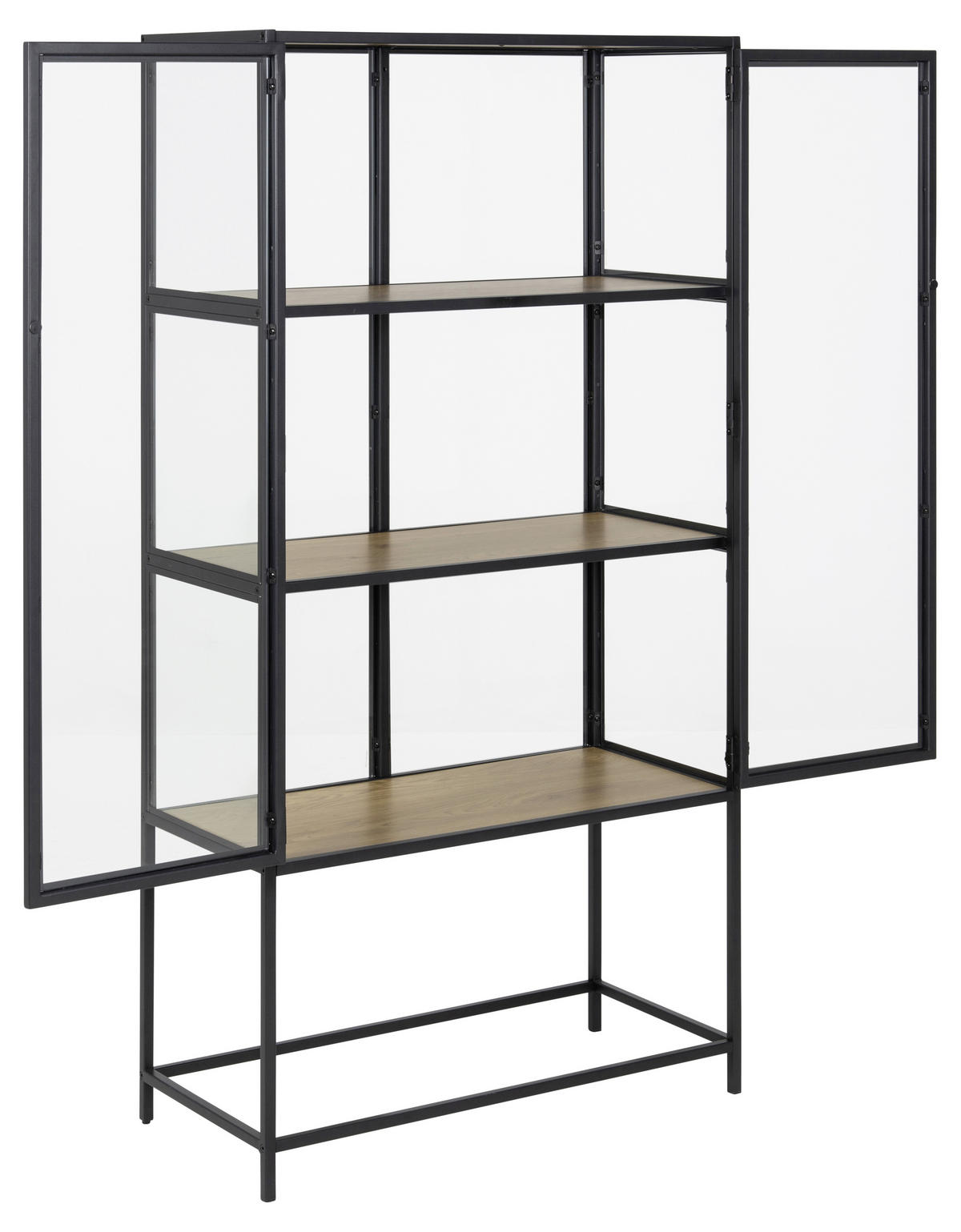 VITRINSKÅP i svart, ekfärgad, transparent  - svart/transparent, Modern, metall/glas (77/150/35cm) - Best Price