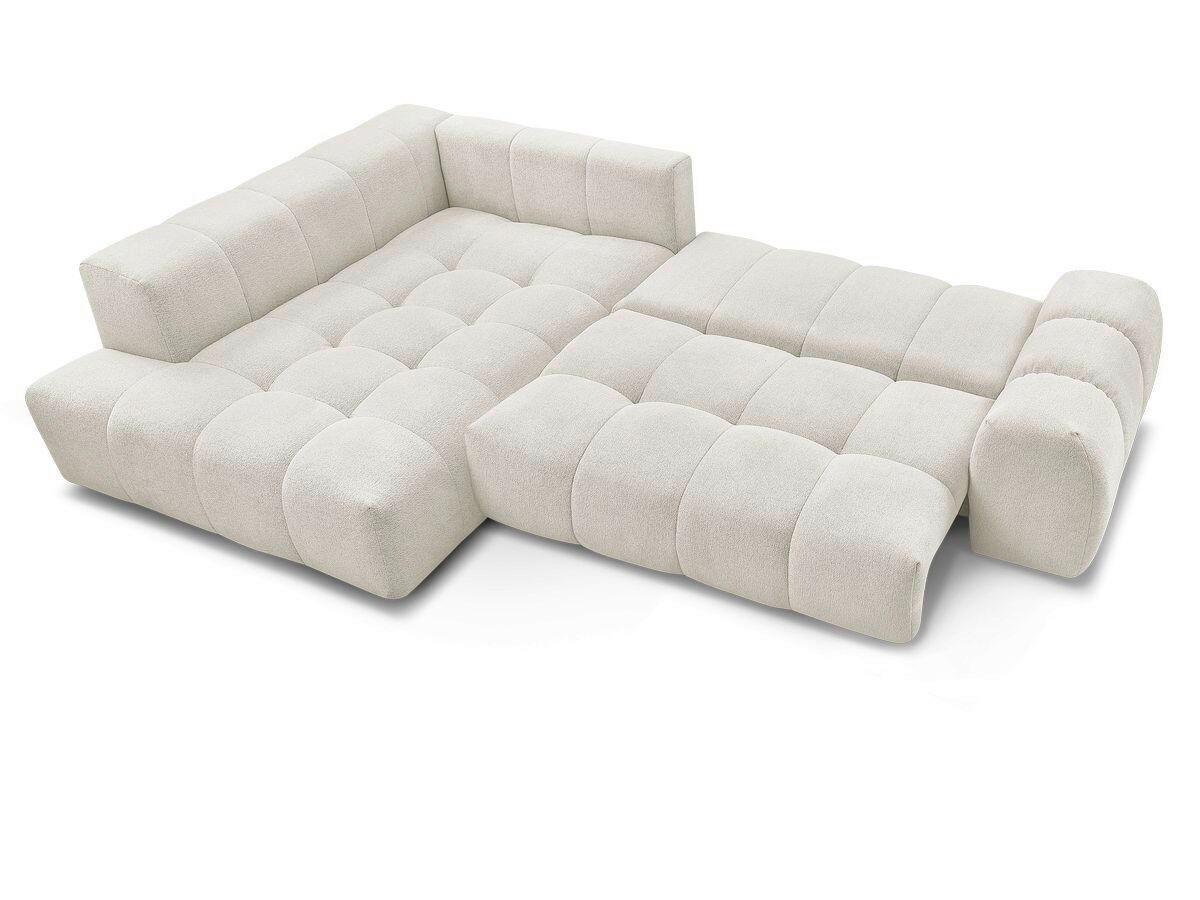 ECKSCHLAFSOFA EVEREST  mit Rücken echt, Armteil links, Armteil rechts Flachgewebe Weiß  - Schwarz/Weiß, MODERN, Kunststoff/Textil (320/212cm)