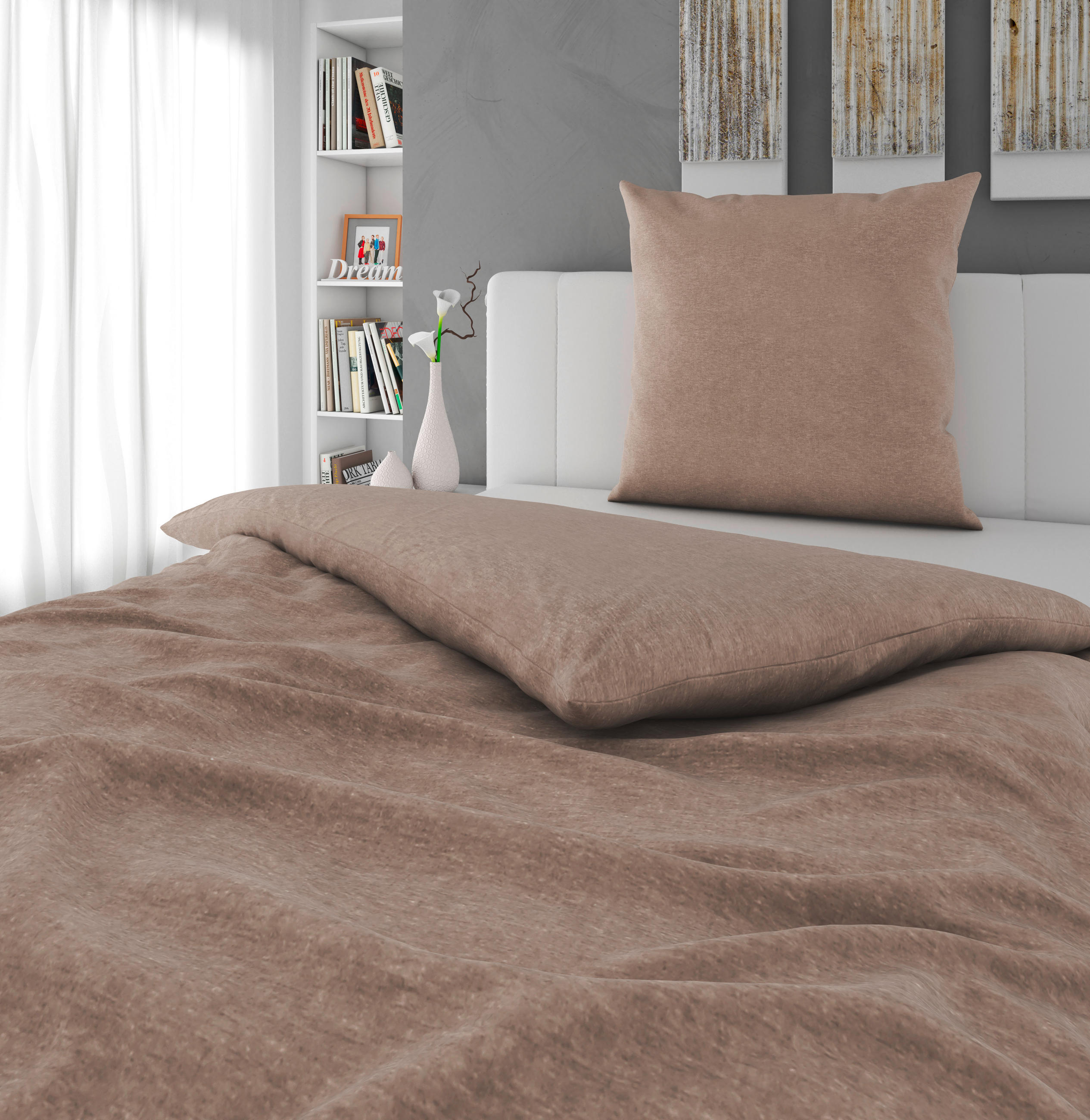 BETTWÄSCHE Flanell Flanell 155/220 cm  - Taupe, Basics, Textil (155/220cm) - Novel
