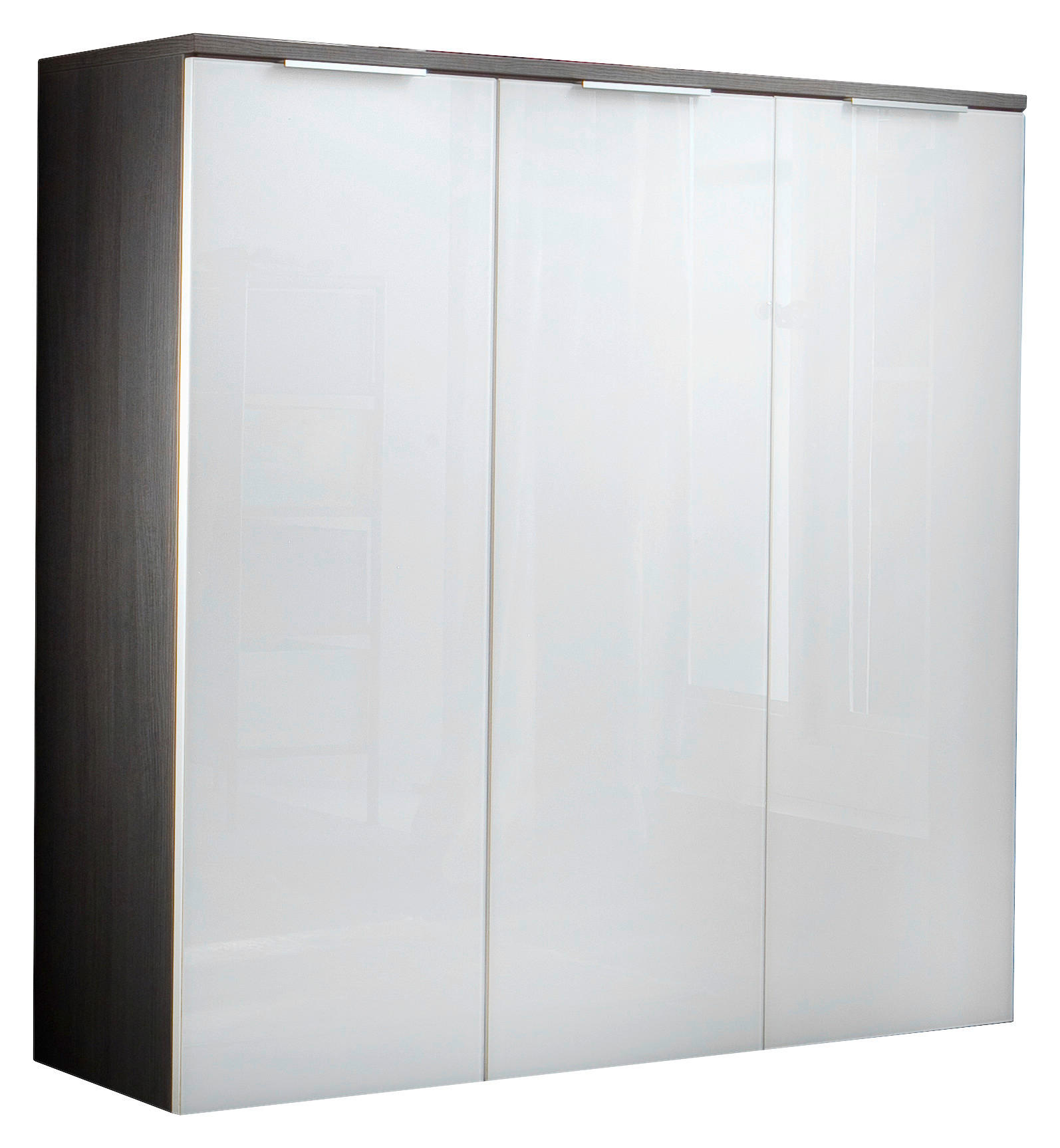 KOMMODE Graphitfarben, Weiß - Silberfarben/Graphitfarben, KONVENTIONELL, Glas/Holzwerkstoff (121/118/36cm) - Cassando