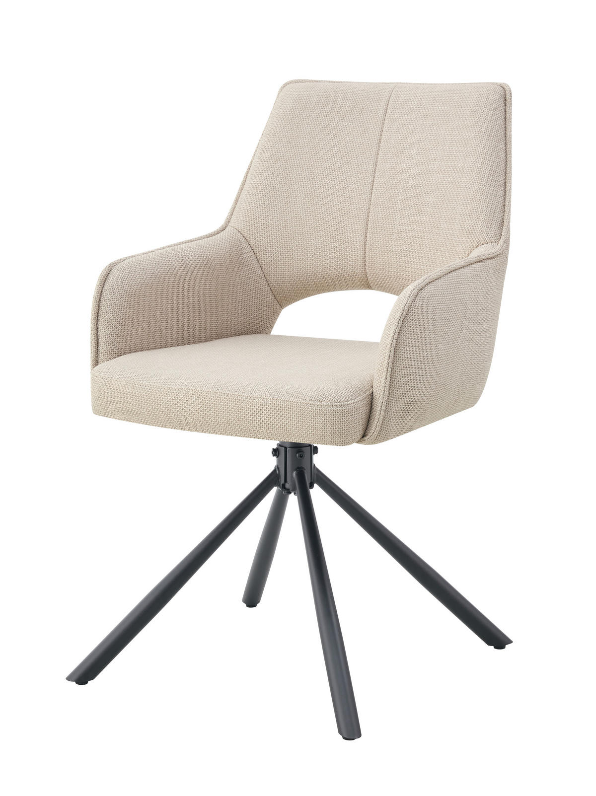 ARMLEHNSTUHL-SET 2 Stück  in Webstoff  - Creme/Schwarz, MODERN, Textil/Metall (57/91/64cm) - MID.YOU