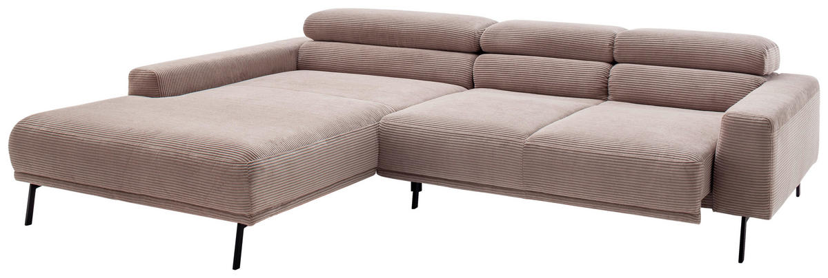 ECKSOFA  in Cord Taupe  215-217/293 cm  - Taupe/Schwarz, Design, Textil/Metall (215-217/293cm) - Schöner Wohnen