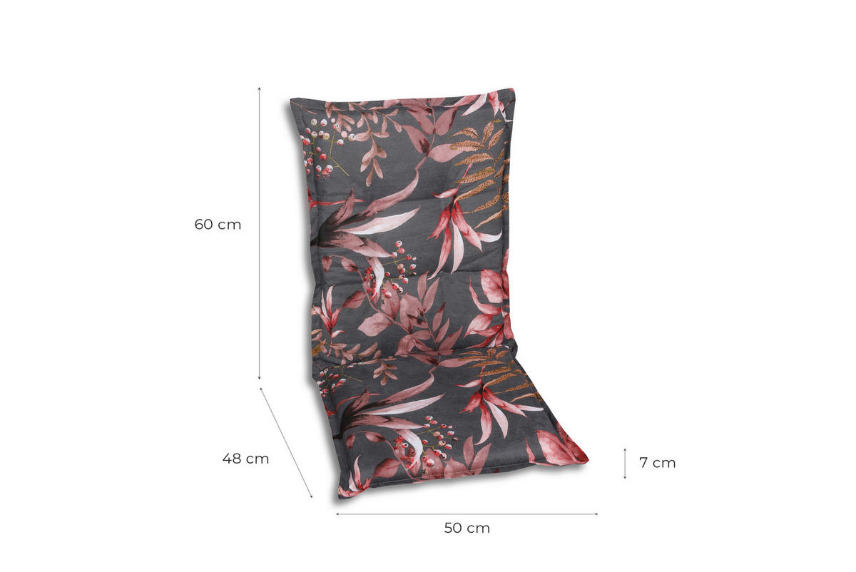 SESSELAUFLAGENSET Blätter  - Anthrazit/Braun, Basics, Textil (50/7/108cm)