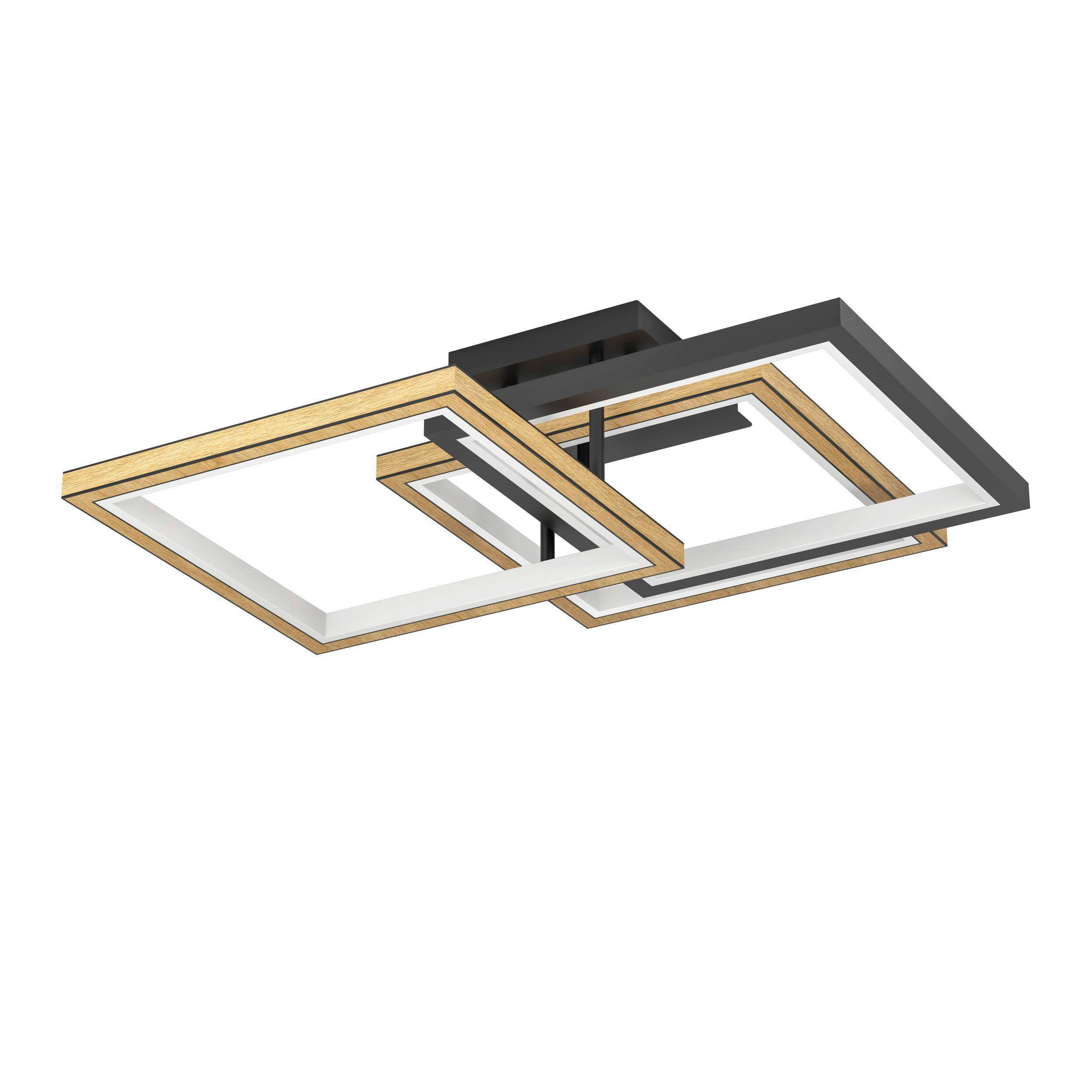 LED-DECKENLEUCHTE 57/57/16 cm   - Ahornfarben/Schwarz, Design, Metall (57/57/16cm)
