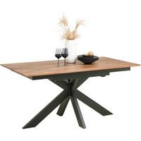 ESSTISCH Holz, Metall 160-245/90/75 cm  - Nussbaumfarben/Schwarz, Natur, Holz/Metall (160-245/90/75cm) - Linea Natura