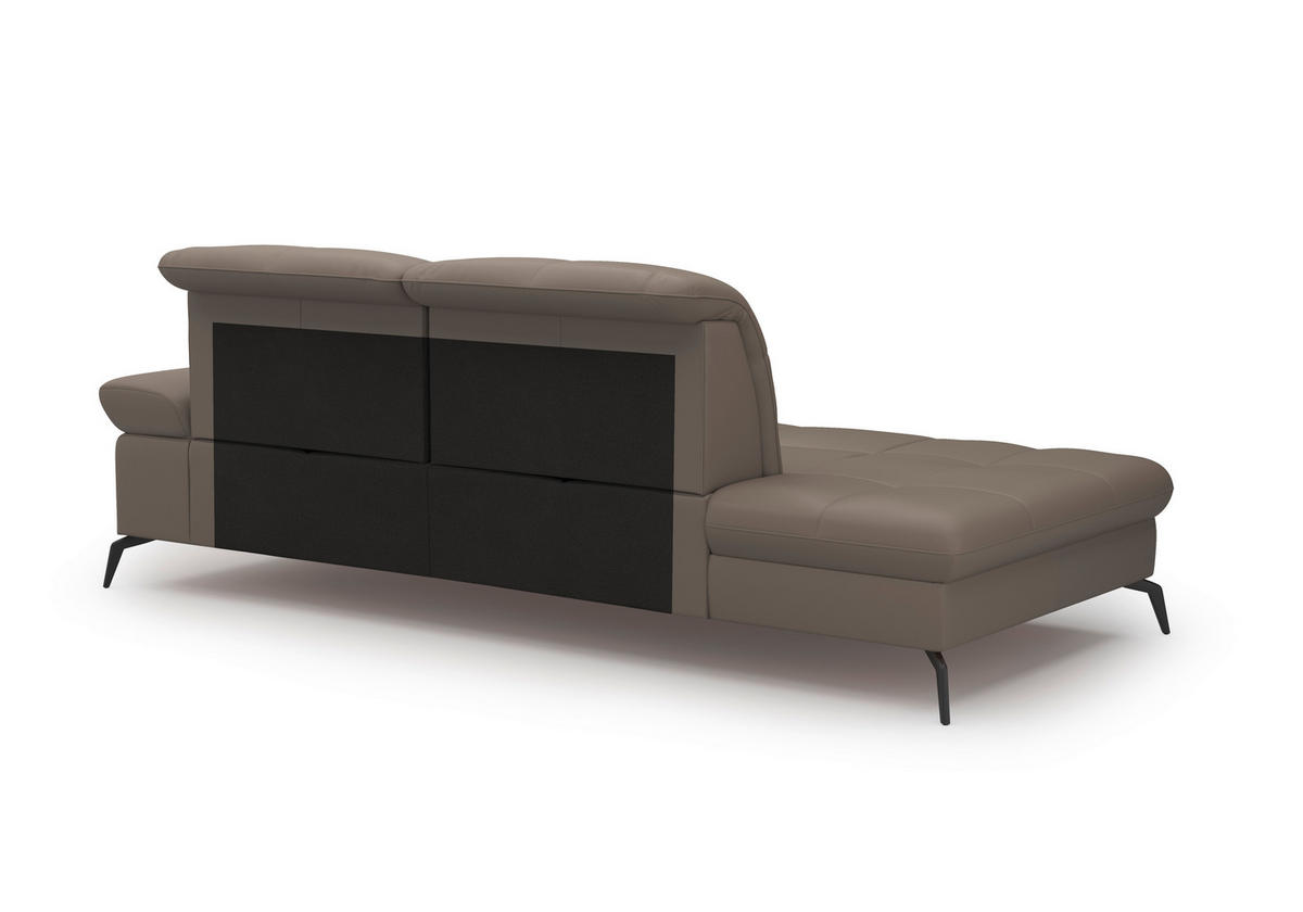RÉCAMIERE in Vliesstoff Kombination Echtleder/Stoff Grau  - Schwarz/Grau, Konventionell, Leder/Textil (231/90/122cm) - Sit & More