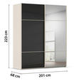 SCHWEBETÜRENSCHRANK 201/223/68 cm 2-türig Schwarz, Champagner  - Champagner/Schwarz, KONVENTIONELL, Glas/Holzwerkstoff (201/223/68cm) - Novel