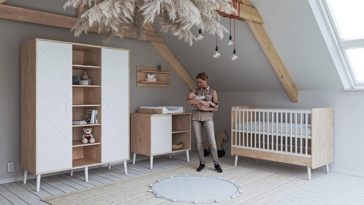 GITTERBETT   140/70 cm  - Naturfarben/Weiß, Basics, Holz/Holzwerkstoff (140/70cm)