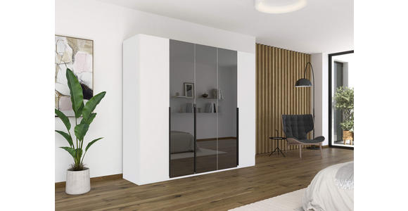 DREHTÜRENSCHRANK 251/223/61 cm 5-türig Grau, Weiß - Graphitfarben/Weiß, Trend, Glas/Holzwerkstoff (251/223/61cm) - Novel