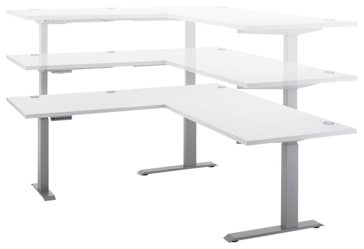 ROHOVÝ PÍSACÍ STÔL, sivá, svetlosivá, 185/177/64-129 cm - sivá/svetlosivá, Design, kov/kompozitné drevo (185/177/64-129cm) - Livetastic