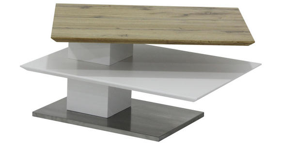 COUCHTISCH in Metall, Holzwerkstoff 80/60/40 cm - Edelstahlfarben/Eichefarben, Design, Holzwerkstoff/Metall (80/60/40cm) - Xora