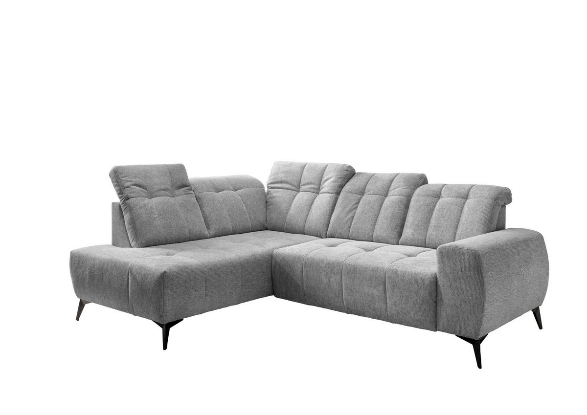 ECKSOFA Silberfarben Chenille  - Silberfarben/Schwarz, MODERN, Textil/Metall (200/261cm) - Livetastic