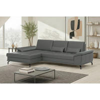 ROHOVÁ SEDAČKA, koža, antracitová - čierna/antracitová, Basics, kov/koža (176/301cm) - Sit & More