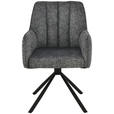 ARMLEHNSTUHL  Sitzfläche 360° drehbar Leinenoptik  Grau, Schwarz  - Schwarz/Grau, Design, Textil/Metall (57/91/65cm) - Carryhome