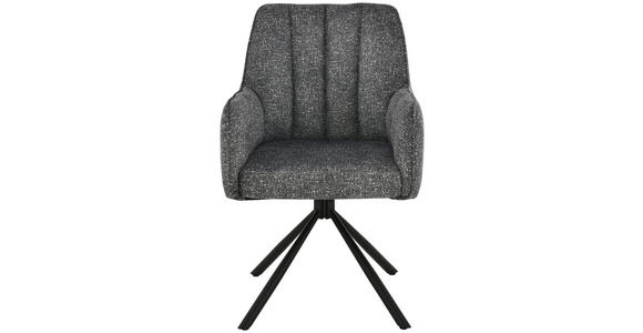 ARMLEHNSTUHL  Sitzfläche 360° drehbar Leinenoptik  Grau, Schwarz  - Schwarz/Grau, Design, Textil/Metall (57/91/65cm) - Carryhome