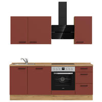 KÜCHENLEERBLOCK 210 cm   in Rot, Eichefarben  - Eichefarben/Rot, MODERN, Holzwerkstoff/Metall (210cm) - Nobilia