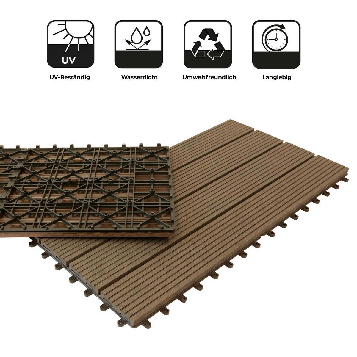 TERRASSENFLIESE 30/60 cm 6 Stück  - Dunkelbraun, MODERN, Holzwerkstoff (30/60cm) - Floordirekt