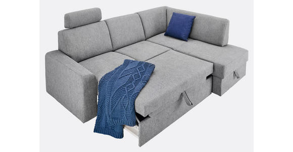 ECKSOFA in Webstoff Grau  - Schwarz/Grau, KONVENTIONELL, Kunststoff/Textil (165/224cm) - Xora