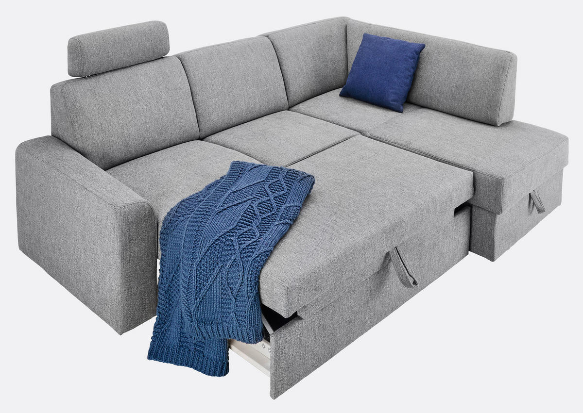 ECKSOFA in Webstoff Grau  - Schwarz/Grau, Konventionell, Kunststoff/Textil (165/224cm) - Xora
