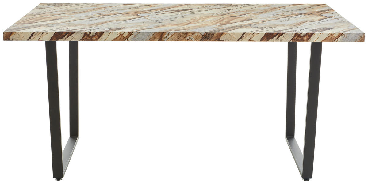 JÍDELNÍ STŮL, hnědá, bílá, 160/90/76 cm - bílá/černá, Moderní, kov/kompozitní dřevo (160/90/76cm) - P & B