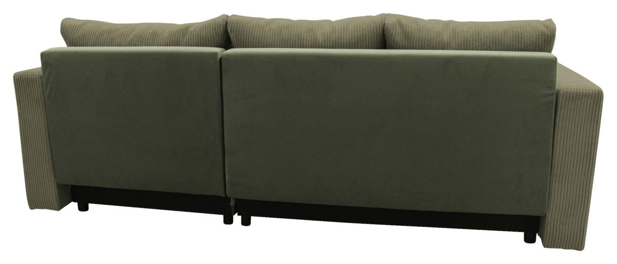 ECKSOFA STELLA Grün Plüsch Rückenkissen, Bettkasten  - Schwarz/Grün, Design, Kunststoff/Textil (234/166cm) - MID.YOU