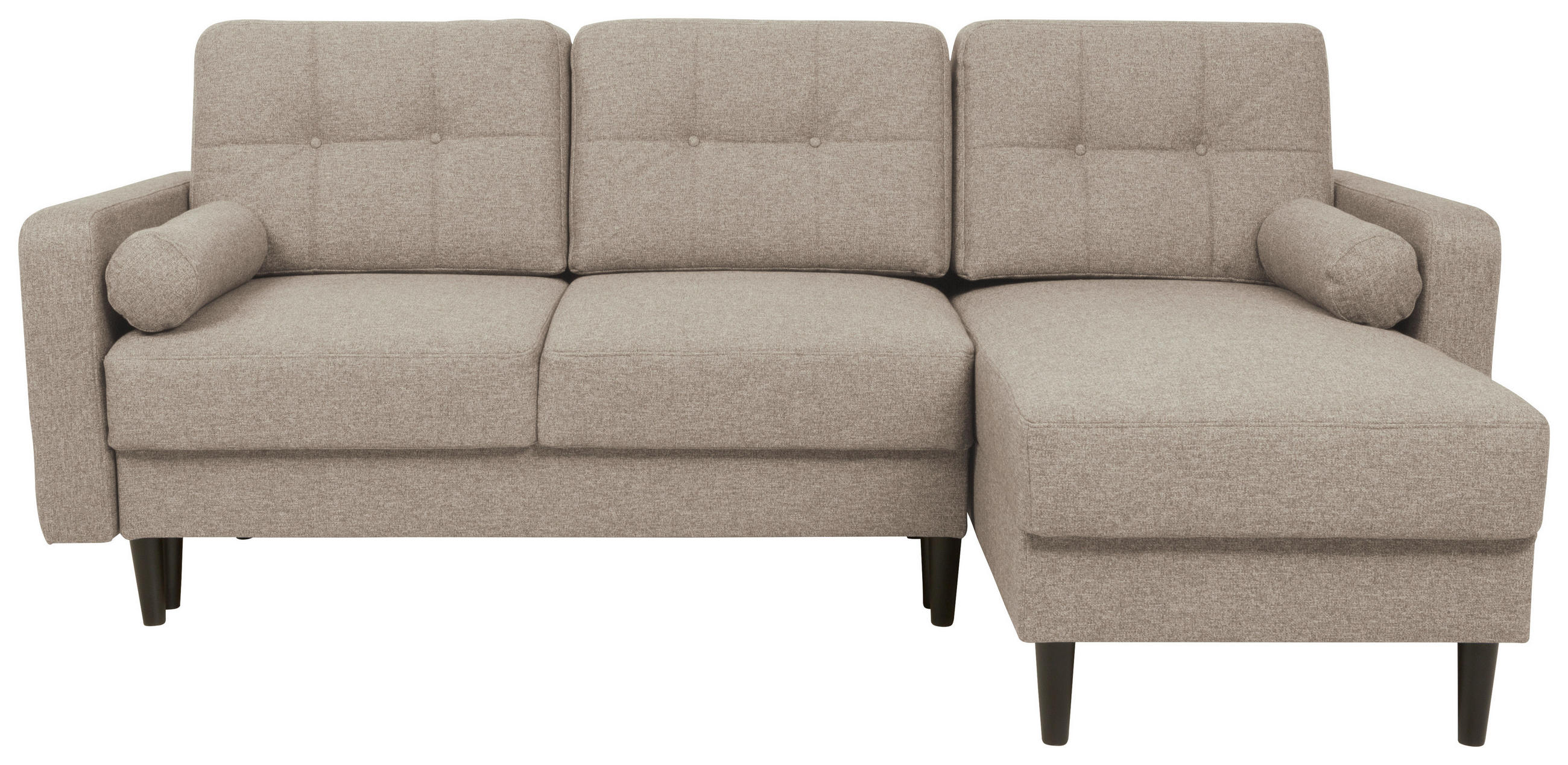 ECKSOFA Beige Chenille Armlehnenkissen, Bettkasten, Rückenkissen  - Beige/Schwarz, KONVENTIONELL, Holz/Textil (223/157cm) - MID.YOU
