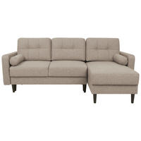 ECKSOFA Beige Chenille Armlehnenkissen, Bettkasten, Rückenkissen  - Beige/Schwarz, KONVENTIONELL, Holz/Textil (223/157cm) - MID.YOU