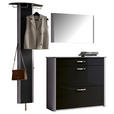 GARDEROBE 3-teilig  in 200/192/34 cm  - Schwarz/Alufarben, Design, Glas/Holzwerkstoff (200/192/34cm) - Moderano