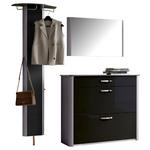 GARDEROBE 3-teilig  in 200/192/34 cm  - Schwarz/Alufarben, Design, Glas/Holzwerkstoff (200/192/34cm) - Moderano