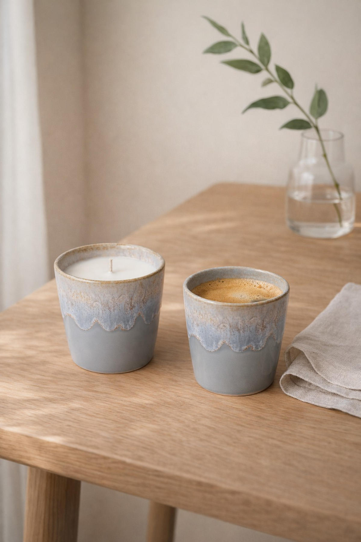 KERZE IM ESPRESSOBECHER - SET - Hellgrau, Basics, Naturmaterialien/Keramik (70l) - Costa Nova