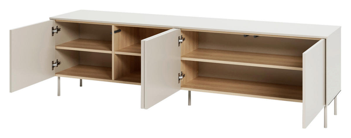 TV-ELEMENT Eichefarben, Kaschmir  195/57/41 cm  - Kaschmir/Eichefarben, Modern, Glas/Holzwerkstoff (195/57/41cm) - Carryhome