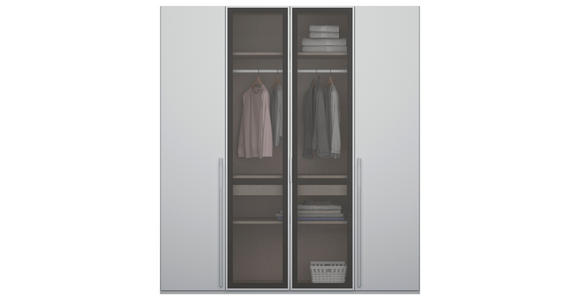 DREHTÜRENSCHRANK 201/235/60 cm 4-türig Grau, Hellgrau - Hellgrau/Grau, Trend, Glas/Holzwerkstoff (201/235/60cm) - Novel
