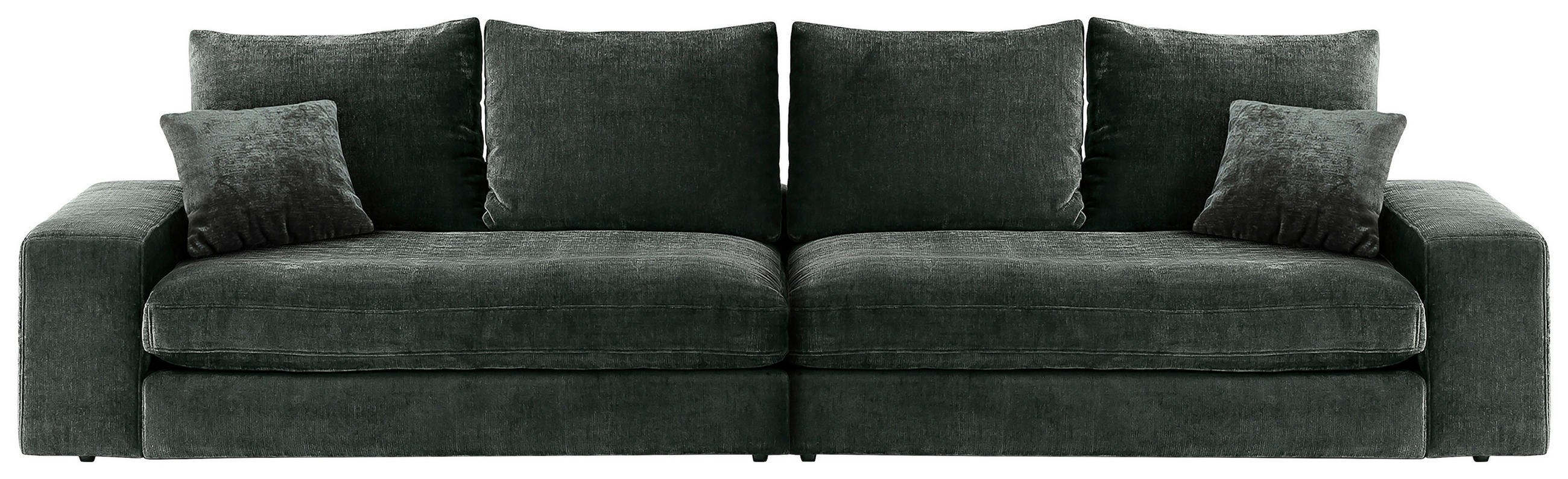 BIGSOFA Chenille Dunkelgrün  - Dunkelgrün/Schwarz, MODERN, Kunststoff/Textil (273/67/125cm) - MID.YOU