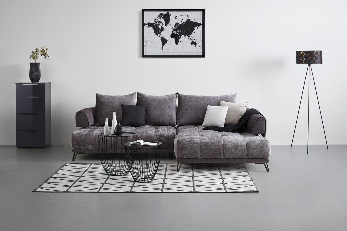 HÖRNSOFFA i grafitfärgad  - grafitfärgad/svart, Modern, metall/textil (262/184cm) - MID.YOU