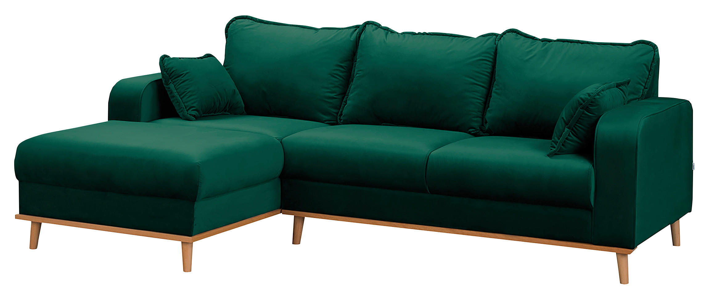 ECKSOFA in Mikrofaser Grün  150/230 cm  - Wengefarben/Grün, Design, Holz/Textil (150/230cm) - Livetastic