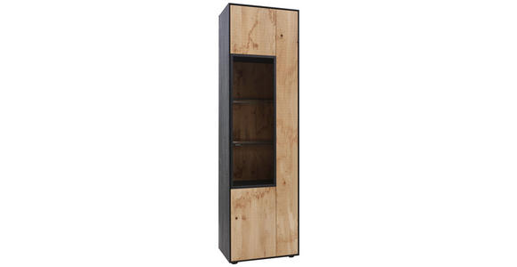 VITRINE in vollmassiv Eiche Anthrazit, Eichefarben - Eichefarben/Anthrazit, Natur, Glas/Holz (60/206/39cm) - Valnatura