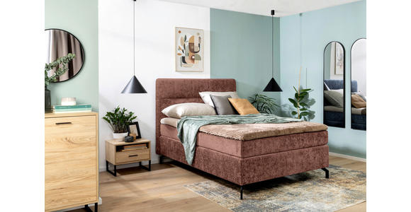 BOXSPRINGBETT 140/200 cm in Rotbraun - Rotbraun/Schwarz, Design, Textil/Metall (140/200cm) - Esposa
