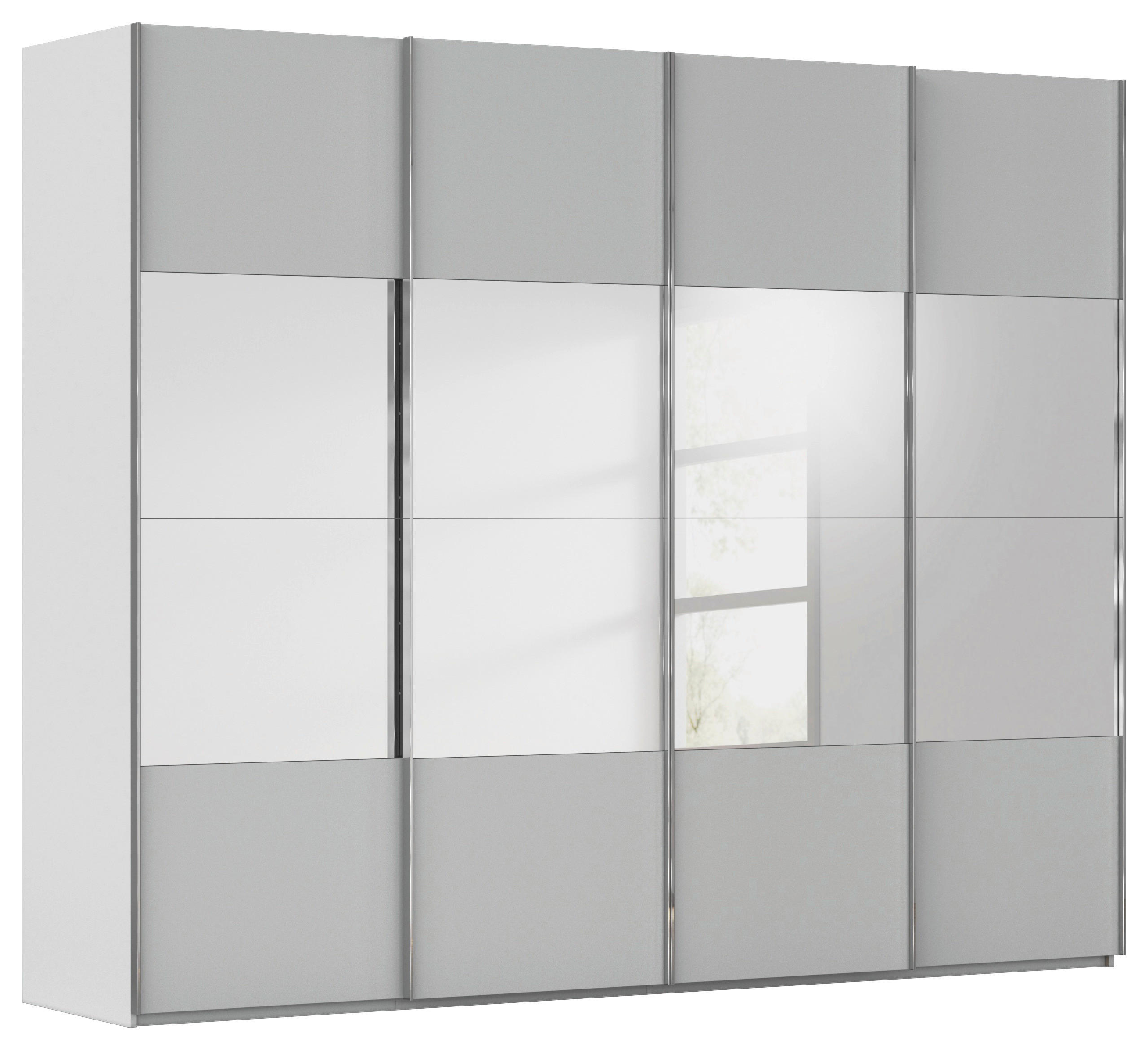 SCHWEBETÜRENSCHRANK 271/235/68 cm 4-türig Grau  - Chromfarben/Grau, Design, Holzwerkstoff/Metall (271/235/68cm) - Novel